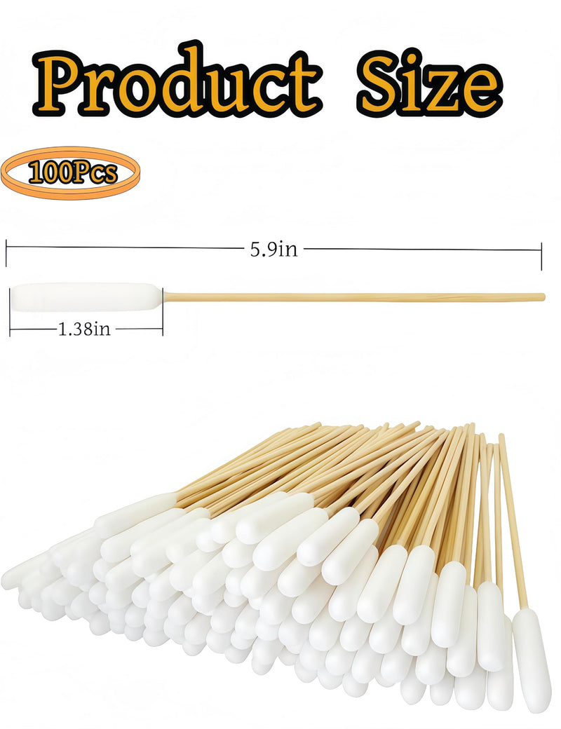 100pcs 6Inch Long Professional Cotton Swabs,Large Dog Ear Swabs Bamboo Handle Cotton Buds,Gentle Cotton Tips for Dog Ear Cleaning Solution/Pet Ear Care