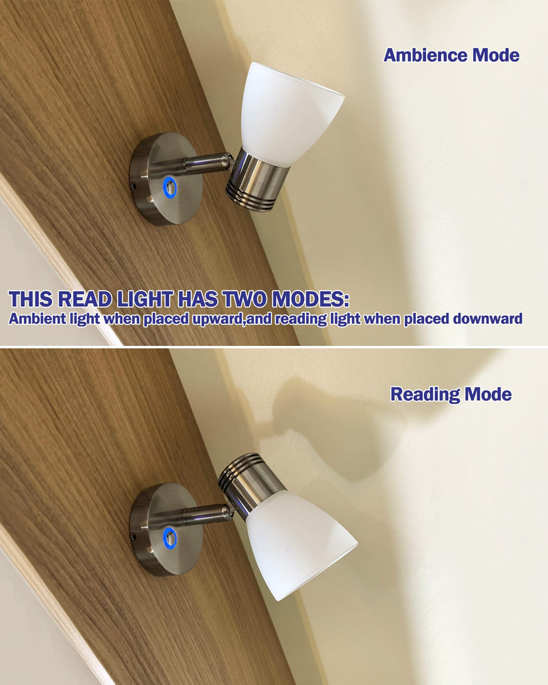 THALASSA Boat Reading Light 12V Interior LED Fixtures RV Reading Lamp Wall Sconce for Marine Caravan Camper Van Motorhome Indoor Lighting with Built-in Touch Dimmer Switch Polished Finish