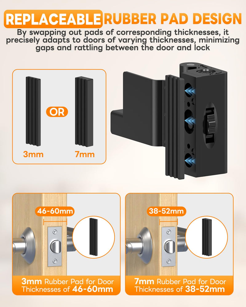 Portable Door Reinforcement Lock for Travel & Home, No Screws Instant Install Safety Lock for Inward Swing Front Door, Hotel, Apartment - Extra Latch from Inside Withstand 800lbs (Black-3PCS) Black-3PCS