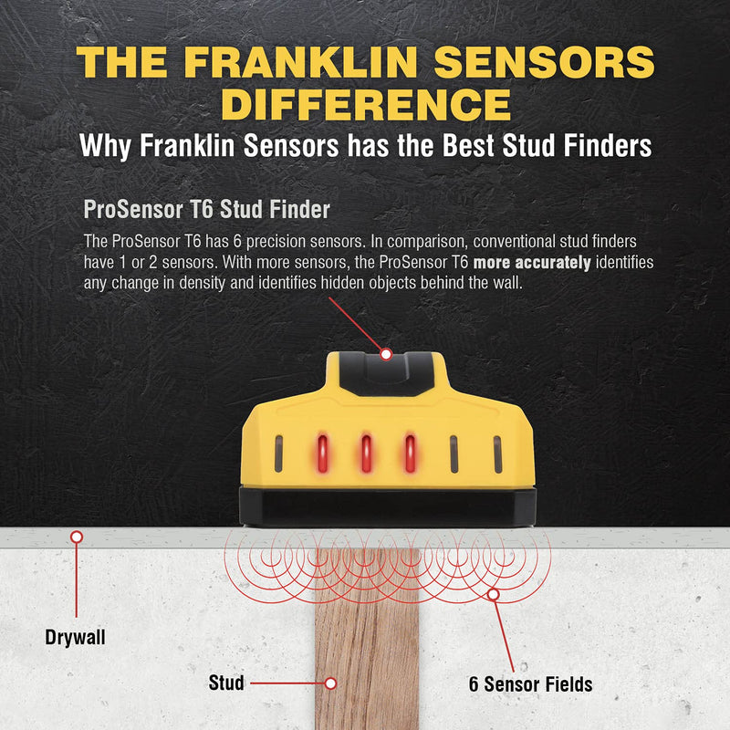 Franklin Sensors ProSensor T6 Stud Finder with 6-Sensors, Wood & Metal Stud Detector/Wall Scanner Small - NewNest Australia
