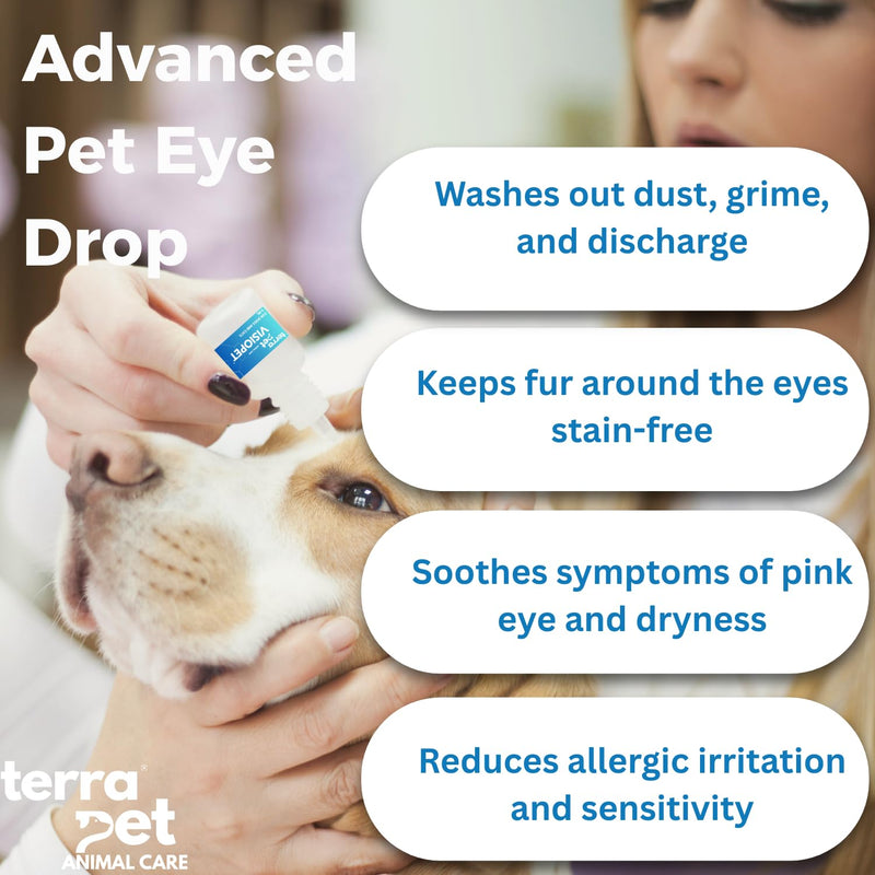 Visiopet Pet Eye Drops - Eye Drops for Dogs and Cats Vet-Recommended Dog Eye Infection Treatment to Soothe Infection Allergy,Relieve Dry Eyes Pink Eyes, Pet Tear Stain Cleaner 1/8 oz /5 ml