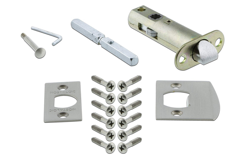 Nostalgic Warehouse Victorian Plate with Chateau Knob, Privacy - 2.375", Satin Nickel Privacy - 2.375"