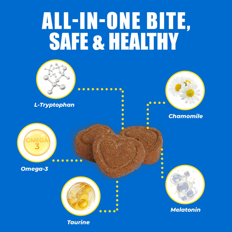 Just Try 300 Bites Calming Cat Treats for Relaxation - with Chamomile, L-Tryptophan, Melatonin for Cats– Chicken Flavor Calming Bites for Cats 6.35 oz