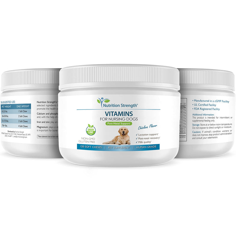Vitamins for Nursing Dogs to Support Lactation and Post-Natal Recovery, Promote Milk Quality and Healthy Puppies with Calcium, Phosphorus, Magnesium and Zinc, 120 Soft Chews - PawsPlanet Australia