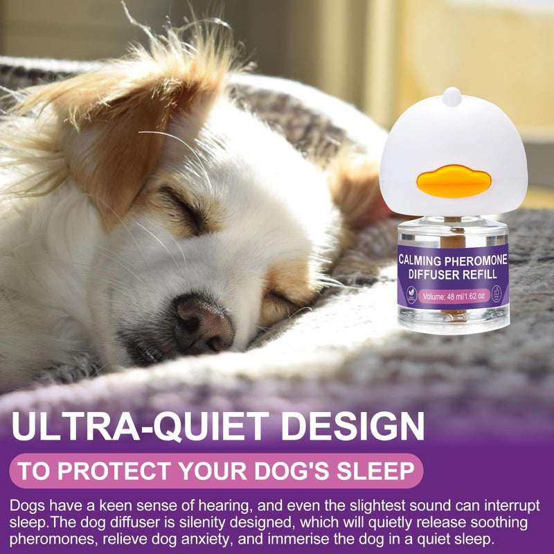 Calming Pheromone Diffuser for Dogs, 1 Diffuser 3 Refills, Relieves Separation Anxiety, Stress, Barking, and Chewing Calming Relaxation