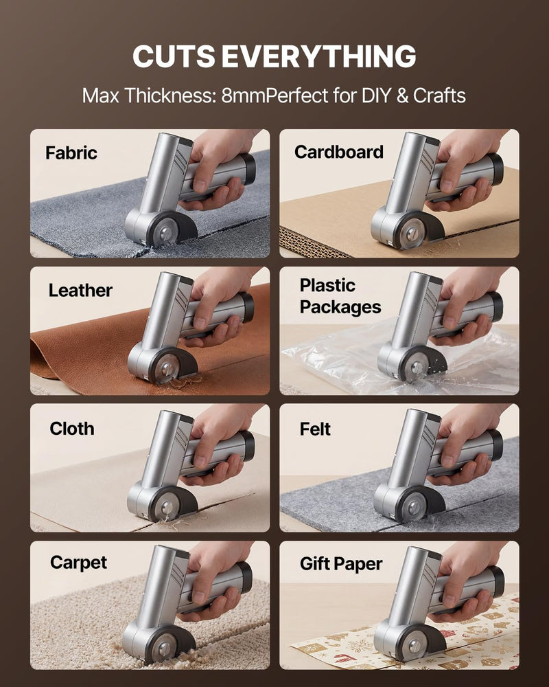 Electric Box Cutter, 4-Speed Cordless Electric Scissors for Heavy Duty Cardboard & Fabric, Rechargeable Cardboard Cutter with LED Light, Comes with a charging cable Storage Case & 2 Extra Blades（grey） Gary