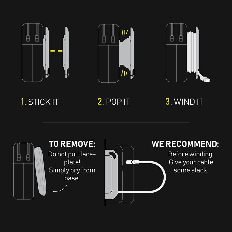 Fuse Reel The Side Kick Collapsible Charger Organizer With USB-C Right Angle Adapter Compatible with MacBook and PC charging cords and adapter cable management best computer winder (White w/Adapter) White W/ Adapter