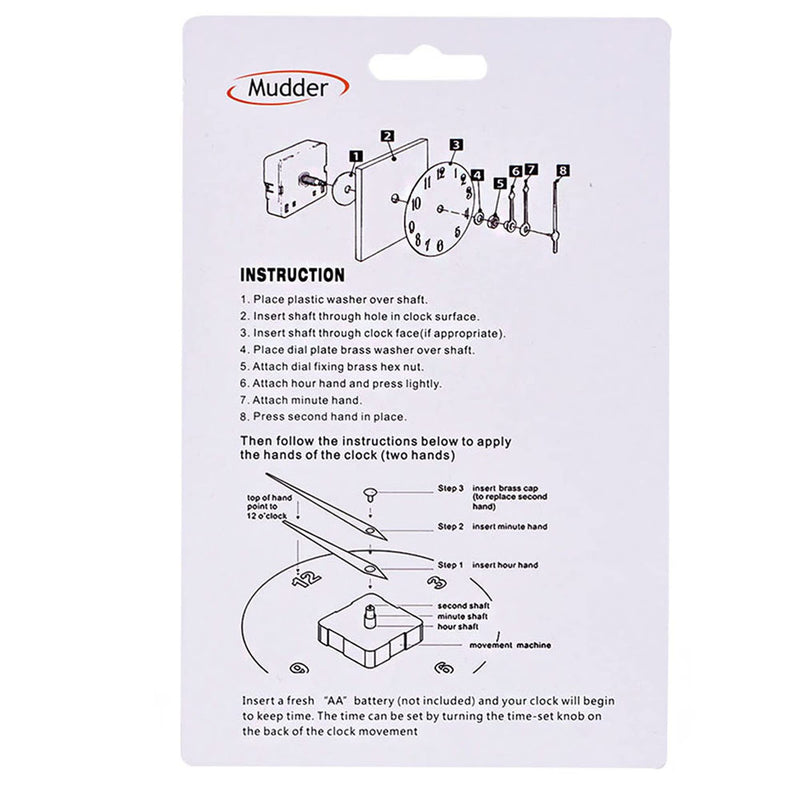 Silence Quartz Clock Movement, 11/25 Inch Maximum Dial Thickness, 4/5 Inch Total Shaft Length (White)