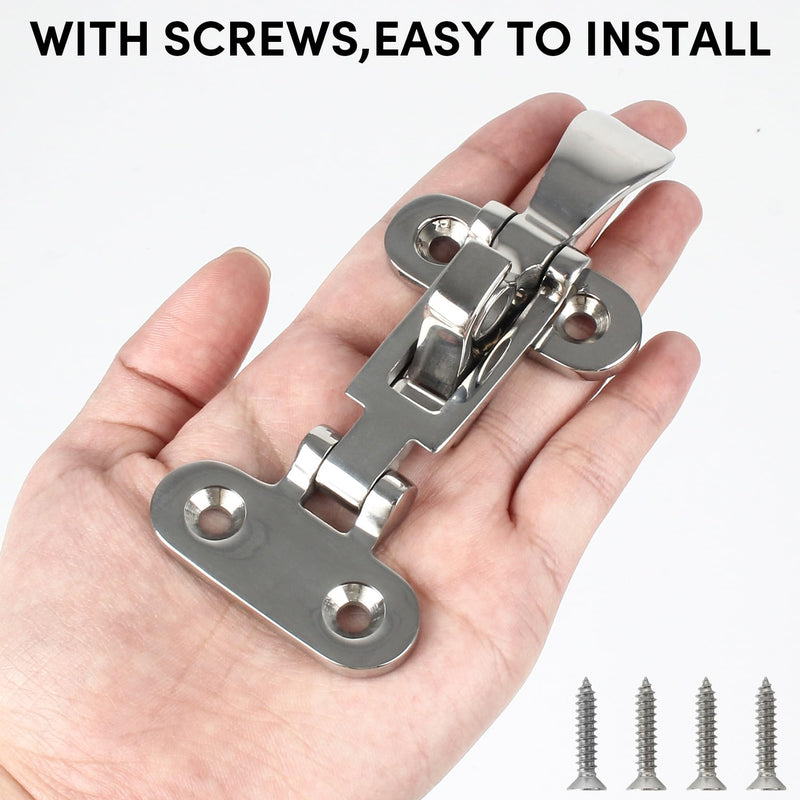 ORLANG 316 Stainless Steel Boat Anti-Rattle Latch,Lockable Hold Down Clamp Latch with Screws,Marine Deck Lock Hasp for Marine,Yachts,Deck,RVs,Cabinet (2 PCS)