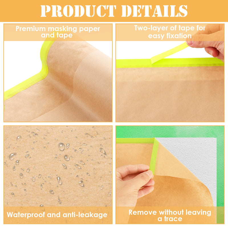 6 Pack Masking Paper for Painting 6 Inch x 50 Feet Painters Paper Tape and Drape Paint Masking Paper Painters Masking Paper Roll for Painting Car, Auto Body, Floor Protection