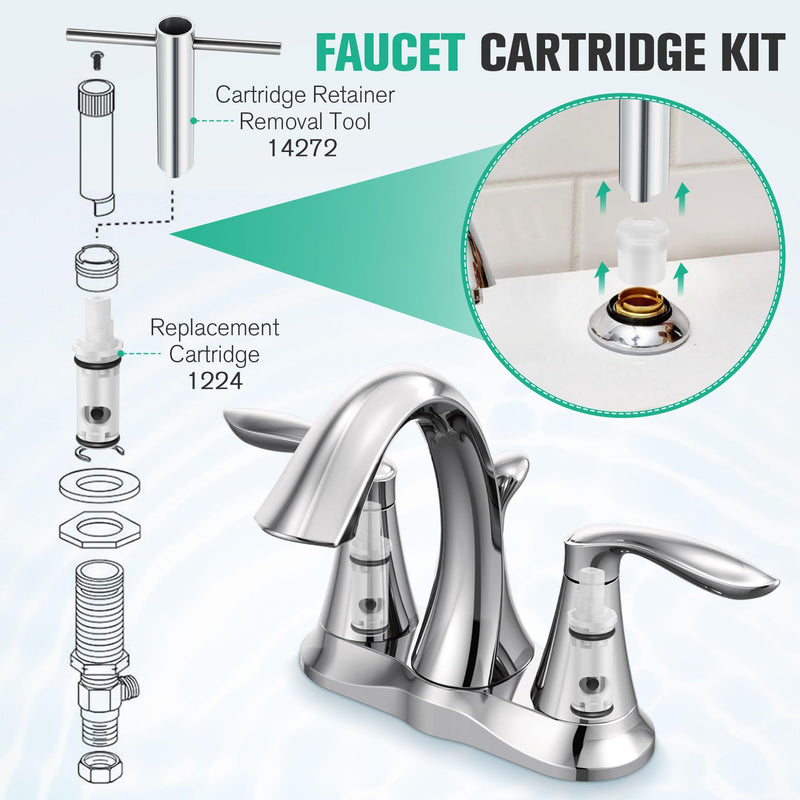 Feekoon 1224 1224B Faucet Cartridge Replacement Kit Compatible with Moen Most Double Handle Faucets and Tub/Showers, Bathroom Faucet Replacement Parts with 14272 Cartridge Removal Tool