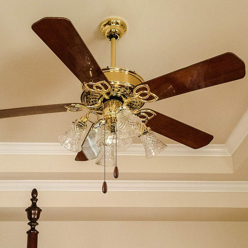 4 Pieces Ceiling Fan Chain Pulls Wooden Pull Chain Extension Pull Chain for Ceiling Light Lamp Fan Chain (Walnut Color)