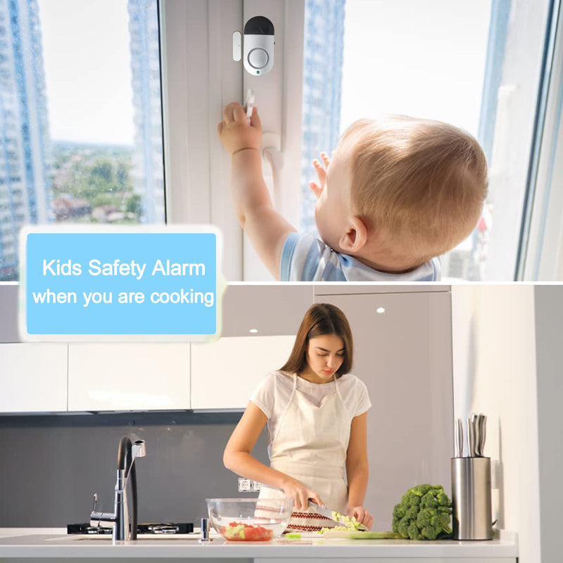 Window Alarm Sensors, Door Alarms for Home Security,120 DB Pool Door Alarm for Kids Safety (8 Pack) WW8pack