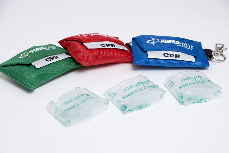 PrimaCare RS-8631 CPR Barrier Keychain Pouch with One Way Valve, Face Shield Mask Keyring with Filter