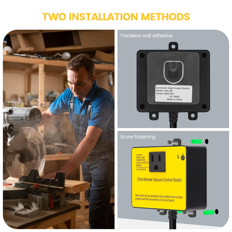 Dust Collector Remote Switch, Ortis 120V Wireless Remote Switch for Dust Collector, 328FT Wireless Range (Battery Included), Heavy Duty Design, Save Your Time and Energy, Enhance Your Work Safety - NewNest Australia