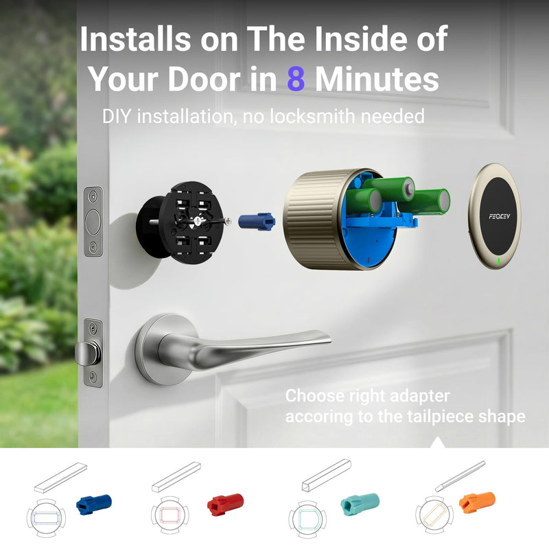 Retrofit Smart Lock for Existing Deadbolt, Built-in Wi-Fi Champagne gold