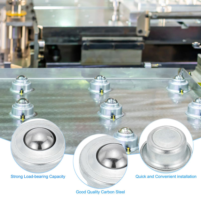 PATIKIL 1/2" Roller Ball Transfer Bearing, 8 Pcs Round Ball Transfer Unit Carbon Steel Casters for Conveyor Roller Stand Transmission Furniture