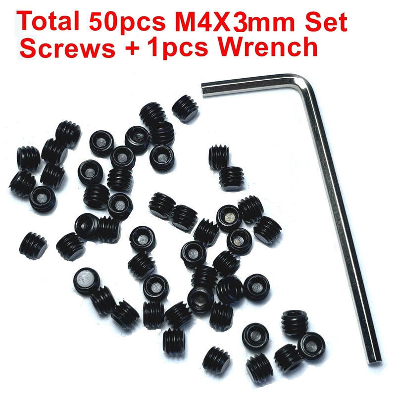 50pcs Set Screws M4 x 3mm 304 Stainless Steel Allen Head Hex Socket 4X3mm Set Screws Grub Hex Head Sockets with M2 Allen Wrench.(3mm Length)