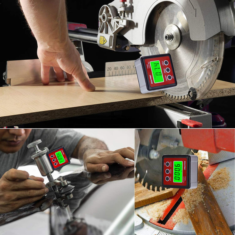 Digital Level Box Angle Gauge Protractor Inclinometer Bevel Box with Magnet Base & Large LCD Backlight, Calculating for Carpentry, Building, Masonry, Automobile Red