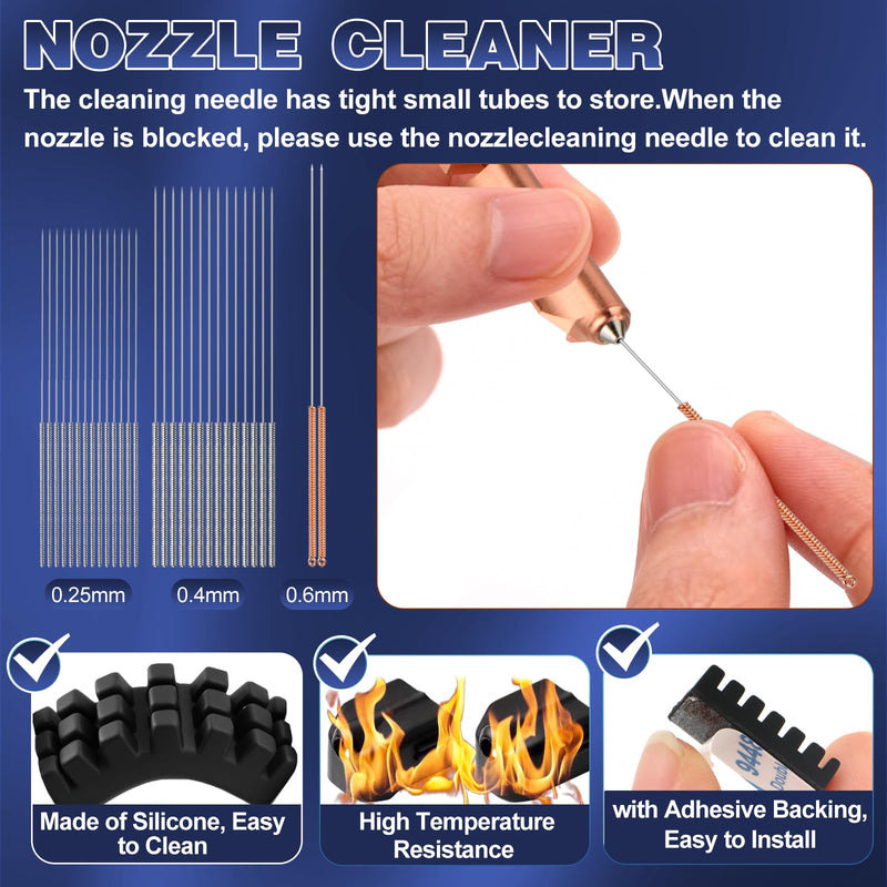 Upgraded AD5X Hotend Kit,0.25MM/2*0.4MM/2*0.6MM Nozzles,5 Silicone Sock,6 Nozzle Brush,30 Cleaning Needles,5 Silicone Greases,All Metal Quick-Detachable Nozzle Kit,32mm³/s High Flow,600mm/s High-Speed 0.25mm/2*0.4mm/2*0.6mm