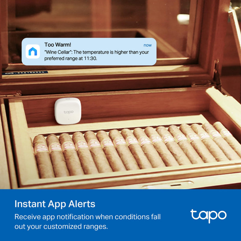 TP-Link Tapo Smart Temperature and Humidity Sensor T310, White, Requires Tapo Hub, High-Accuracy Swiss-Made Sensor, Real-Time Notifications, Free Data Storage, Long-Lasting Performance Temperature Sensor