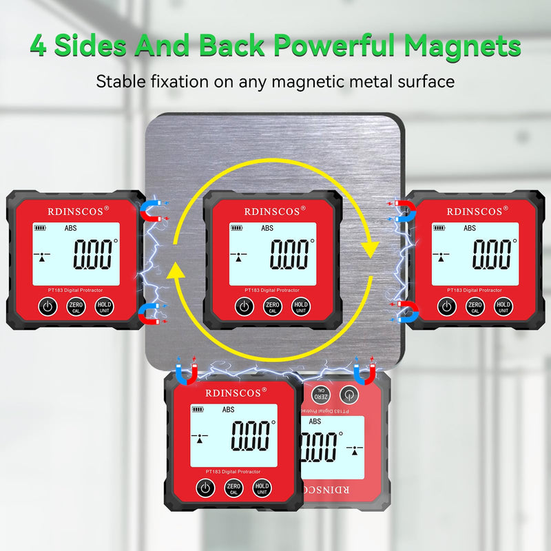 Rechargeable Digital Angle Finder Magnetic Table Saw Angle Finder Tool - Digital Inclinometer -4 of 90 Degree Finder Angle Cube Digital Protractor Bevel Gauge for Woodworking Micro Jig (PT183) PT183 - NewNest Australia