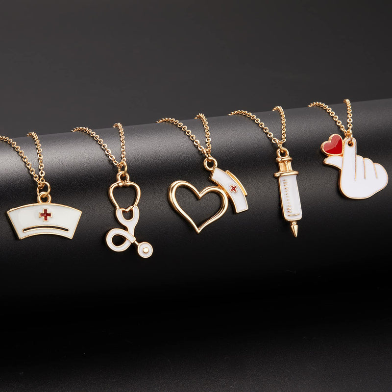 Long tiantian Nurse Necklace for Women Nurse Gifts Stethoscope Necklace Heart Pendant Necklace for Doctors and Nurses(Style C)