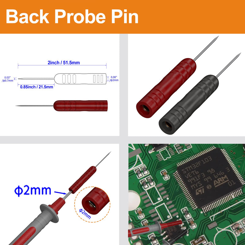 Makeronics 11-in-1 Multimeter Test Lead Kit with Alligator Clips and Soft Case for Electronic Specialties Automotive Multimeter Voltmeter Clamp Meter | 2PCS Non-Destructive Back Probes
