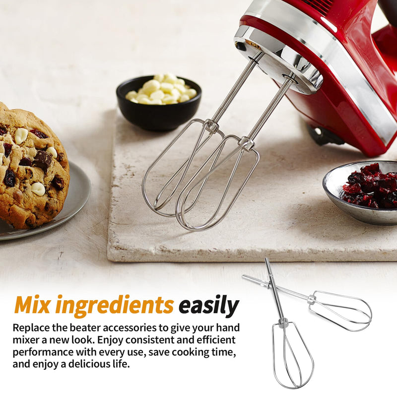 W10490648 Beaters Attachments for KitchenAid Hand Mixer, Stainless Steel Turbo Beaters Compatible with KitchenAid Mixer Replacement KHM2B AP5644233 PS4082859 Parts (2 Pack)