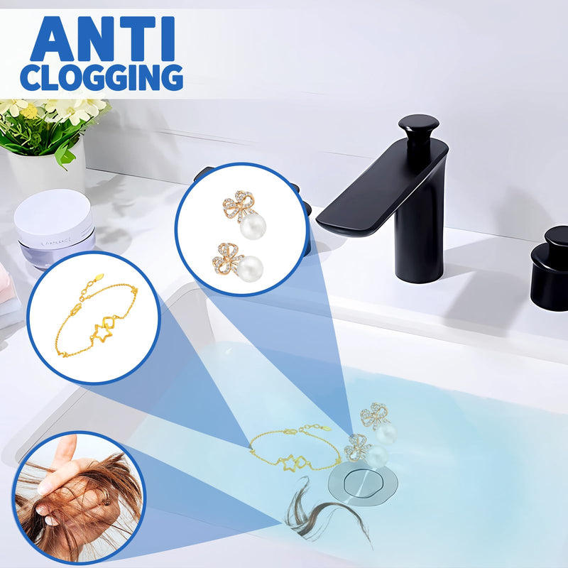2PCS Bathroom Sink Stopper Strainer, Pop-Up Bathroom Sink Drain Strainer with Removable Stainless Steel Hair Catcher Basket, Universal Fit for US Bathroom Sinks, Bathtubs, Showers & Floor Drains 2pcs