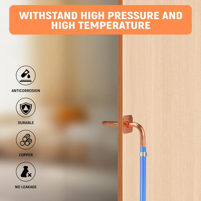 Pack of 5,1/2 In Copper Stub Out Elbows with Wall Flange,F1807 Lead-Free PEX-B/C Barb Crimp Fittings,6 Inch Length, for Bathroom Faucet, Shower Valve,Toilet Supply,Easy Installation, Remodel Plumbing Copper Elbow