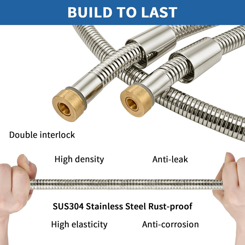 GRICH Shower Hose Extra Long: 71 Inch Metal Cord High-Density Anti-Leak Stainless Steel Shower Head Hose Replacement, Ultra-Flexible & Durable Bathroom Pipe with Brass Insert & Nut, Brushed Nickel