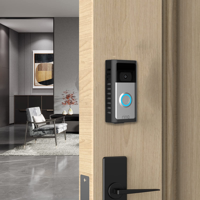 No-Drill Doorbell Mount for Ring Battery Video Doorbell 2/3/4/(2020 Release)/(2024 Release)/Plus/Pro, Adhesive Steel Metal Doorbell Mounting Bracket Accessories for Apartment, Home, Business Fixed