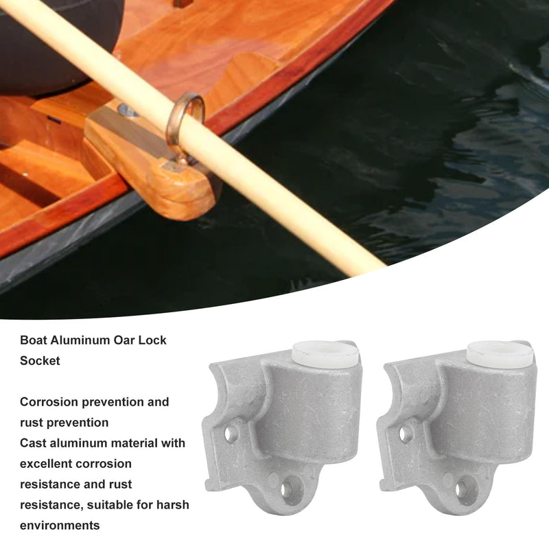 Marine Oarlock Socket, Top Mount Rowlock Socket, 2Pcs Boat Aluminum Oar Lock Socket 14MM Marine Round Gunwale Aluminum Jon Rowboat Oarlock Socket for Boat