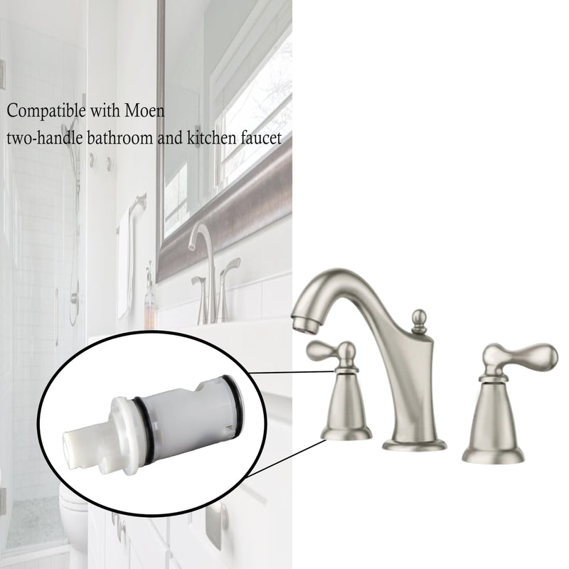 ALITZ 1224 / 1224B Faucet Cartridge Replacement 2-Pack for Moen Two-Handle Faucets & Tub Showers, Fix Leaks, Hot & Cold Water, Smooth Rotation