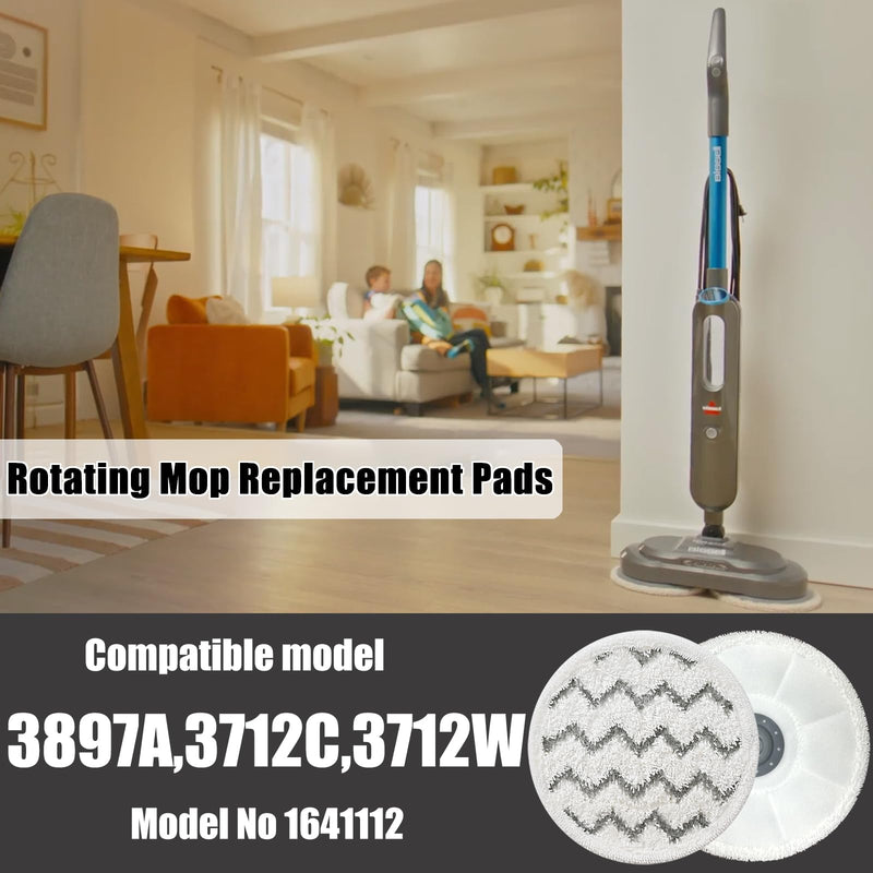 Rotating Mop Pads for Bissell Spin-Wave SmartSteam Scrubbing Steam Mop 3897A 3712 3712W, Model No 1641112,10 Pack 3897a Mop(10 Pack)