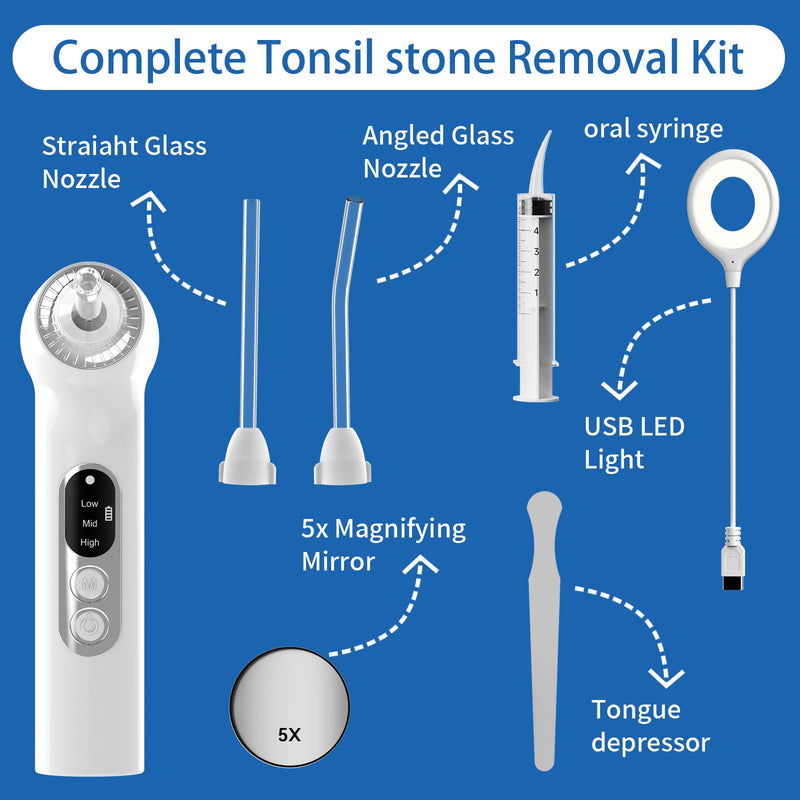 Upgraded Electronic Tonsil Stone Remover，Tonsil Stone Remover Vacuum，Tonsil Stones Removal kit，Tonsil Stone Extractor，7 in 1 Kit
