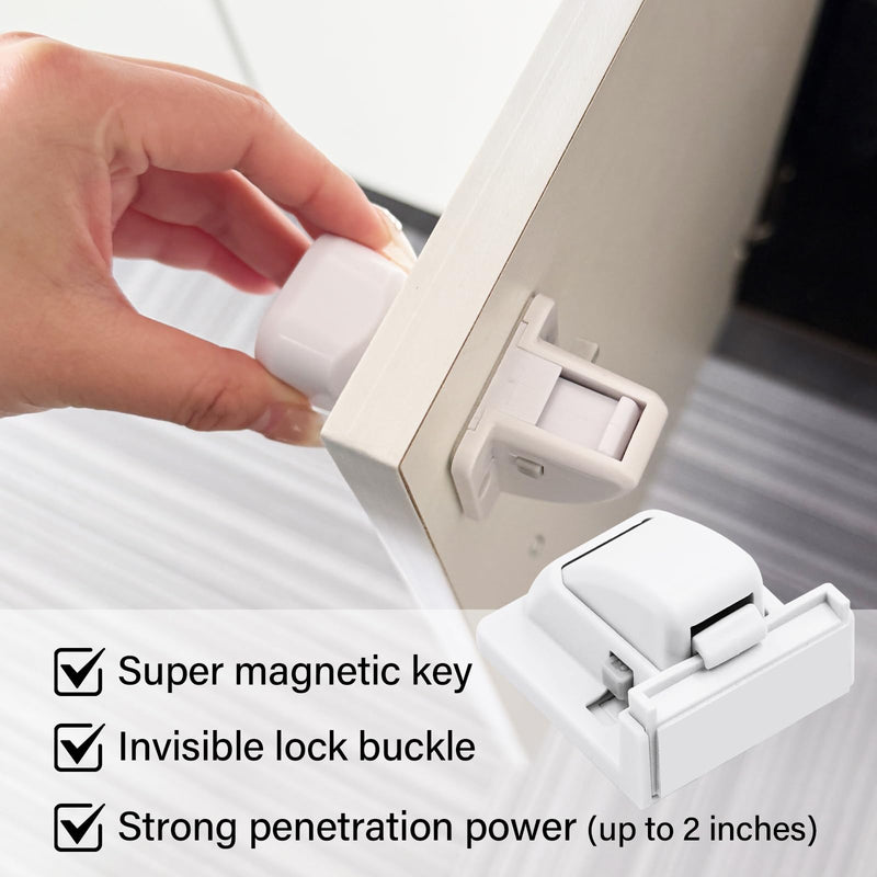 24 Pack Magnetic Cabinet Locks Baby Proofing - Child Safety Cabinet Latch Locks with Adhesive, No Drill or Tools Installation, for Cabinets Drawers Doors 24