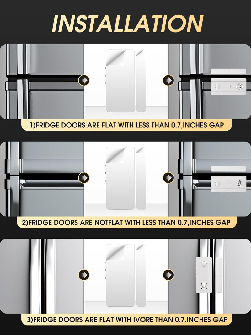 Freezer Door Alarm with Adjustable Voice Reminders (60s/30s/10s/0s Delay) for Open Freezer or Refrigerator Doors