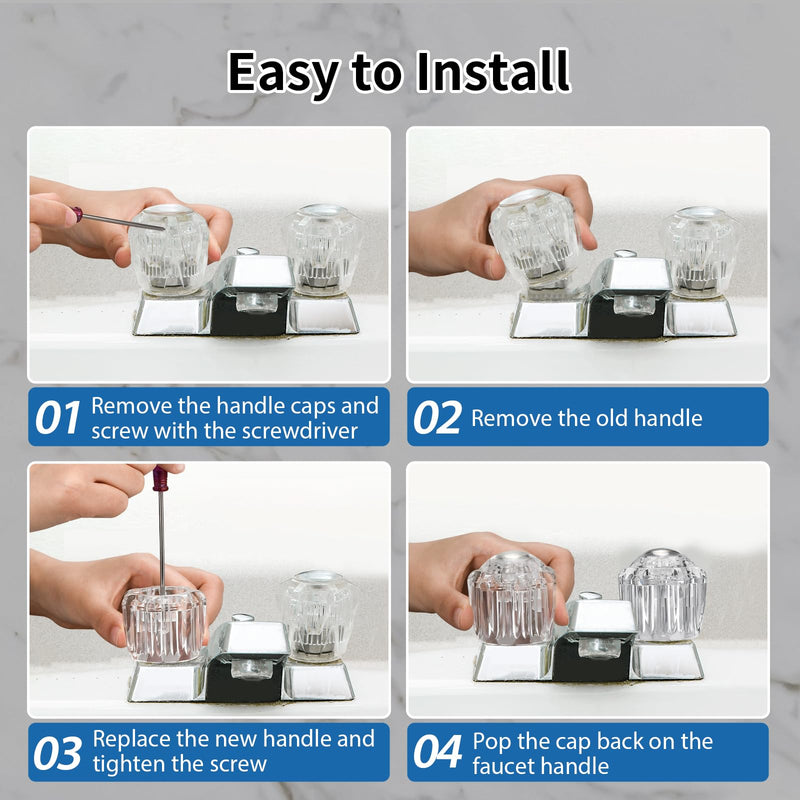 Bathroom Faucet Knobs Replacement, Bathtub Faucet Handles 1 Pair Hot and Cold 2 Knobs with A Screwdriver and Screws for Delta LDR Delex Peerless Faucets