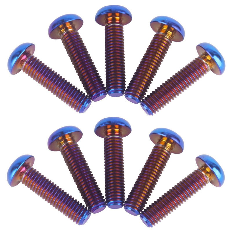 10Pcs Titanium Water Bottle Cage Bolts Torx M5x10 12 15 20 25mm Bicycle Rotor Screws Gr5 (Burnt Blue, M5x20mm) Burnt Blue