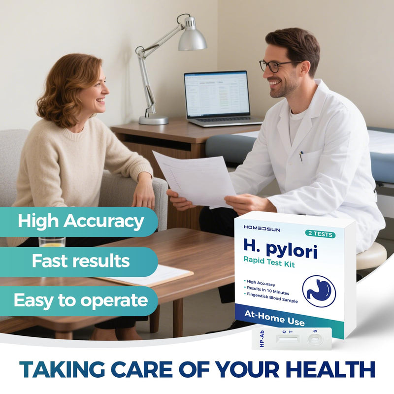 H Pylori Antibody Test Kit, Home Blood Detection Indicator | Individually sealed screening buffers with sanitary capillary collection materials for routine wellness monitoring