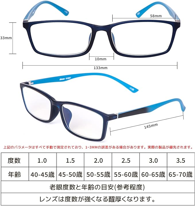 [C.AMOUR] Stylish Men's Reading Glasses, Blue Light Cut Glasses, Lightweight, Ultra Thin Lenses, Single Focus, Square TR90, Men's Senior Glasses, Mobile Reading Glasses, Case Included, For Computers, Smartphones, For PCs +1.0 to +3.5 - NewNest Australia