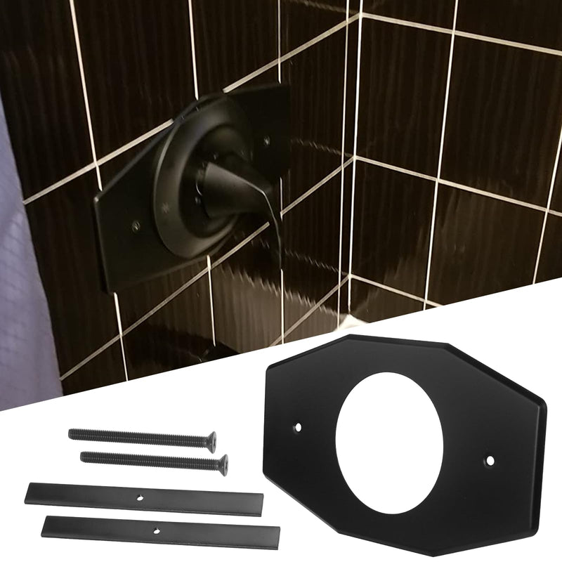 D502-62 One-Hole Remodel Cover Plate for Moen and Delta | Cover-Plate Replace 2 Handle or 3 Handle Shower, Black(1 Pack)