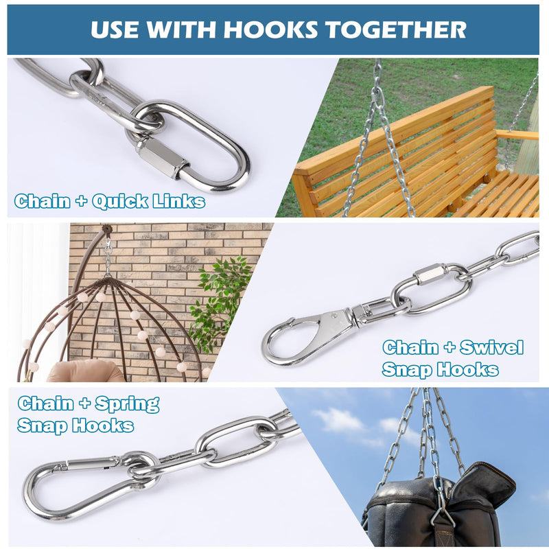 Stainless Steel Chain, 5/64 in × 3.3 Ft Small Strong Chain Link Chain, Light Weight Chainlink Utility Metal Decorative Chain Key Chain Belt Chain Hanging Chain for Bird Feeder Planters Sign 3.3 Ft, 4 Pcs
