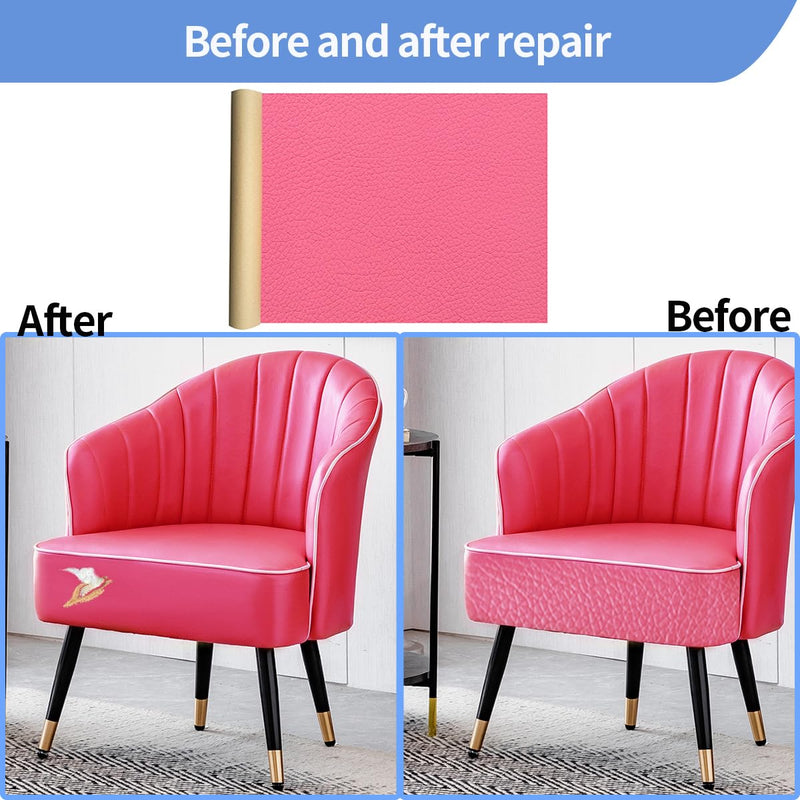 Aglzyoply Large Furniture Leather Repair Tape, Self-Adhesive Leather Repair Subsidy, 17.7x78.8inch Leather Repair Tape,for Sofa, car seat,Furniture,Kitchen cabinets, Wall, Chair,DIY Crafts (Rose red)