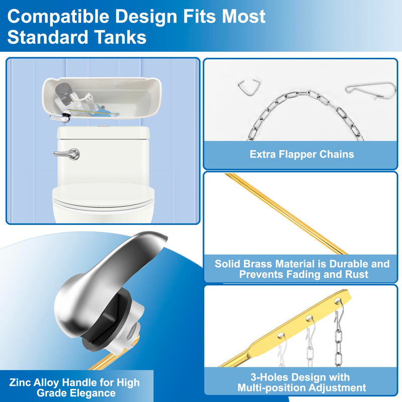 Toilet Handle Replacement Kit, Front Universal Toilet Flush Handle, Zinc Alloy Toilet Handle Lever with H2 Brass Arm, Compatible with American Standard/Mansfield Toilet