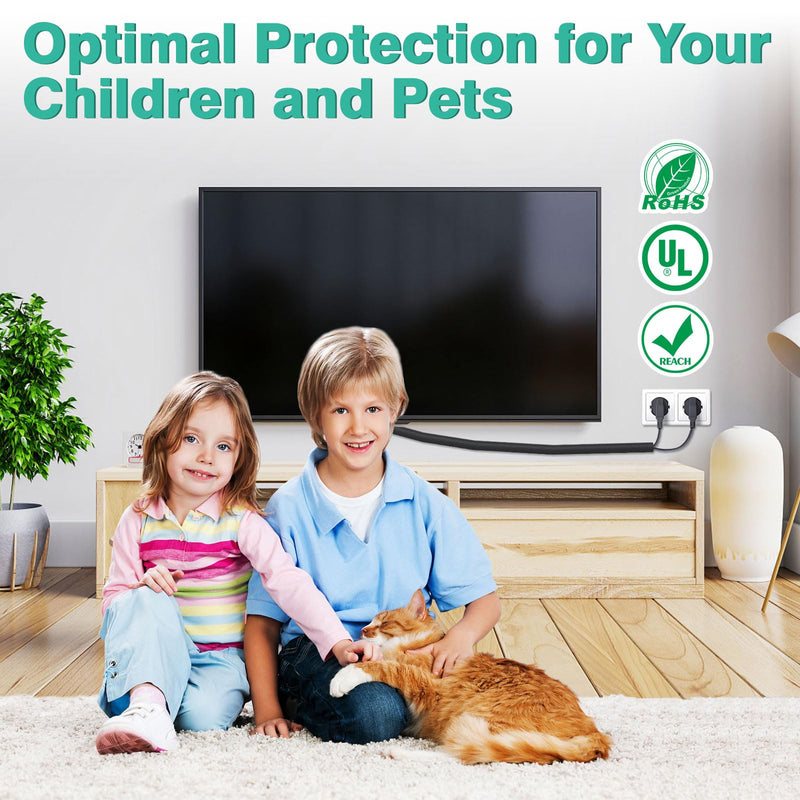 Dog and Cat Cord Protector 10ft - 3/8inch, Flexible Cable Sleeve for Easy Cord Management, Protects Cables from Pets Chewing, Ideal for USB, Power, Audio and Video Cords - Black 3/8"-10ft