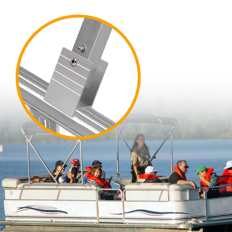 2PCS Extra Tall Pontoon Bimini H-Bracket for 1-1/4" Square Aluminum Tubing | Fit for Bimini Top Support Polesto Raise Hardware Off Rail, Protect Furniture for Pontoon Boats 2 Pieces