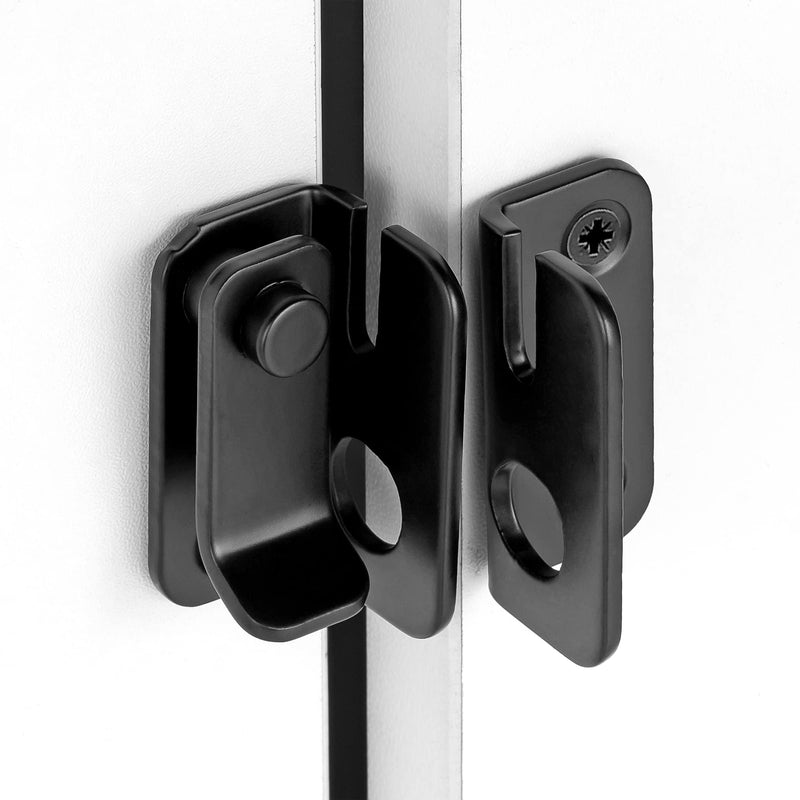 2 Packs Flip Latches，1.81” x 1.77”Black Stainless Steel Thickened Heavy Duty Hasp barn gate flip Door Latch Bi-fold Door Lock,Sliding Door Antique Lock Wine Cabinet Closet Door Latches Small_Black_2 Pack